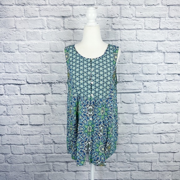 J. Jill Turquoise Bohemian Pattern Blouse M - Picture 4 of 8
